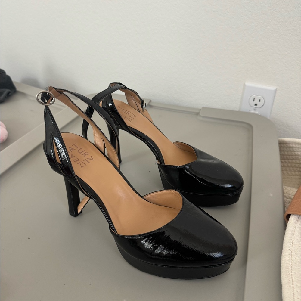 Glossy Black Platform Heels